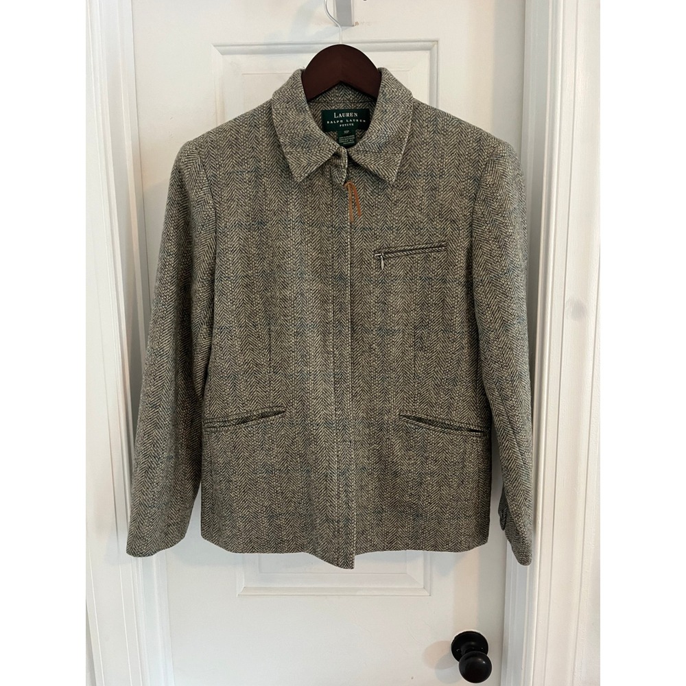 Lauren Ralph Lauren Shetland Wool Herringbone Zip Jacket